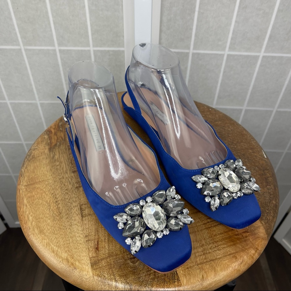 Zara Trafaluc Womens Royal Blue Flat Slingback Free Shipping